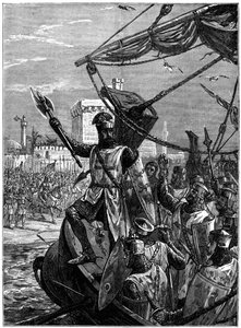 Ricardo I, Corazón de León desembarcando en Jaffa Joppa, septiembre de 1191 de William Heysham Overend