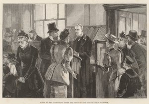Escena en el Almirantazgo tras la noticia de la pérdida del HMS Victoria