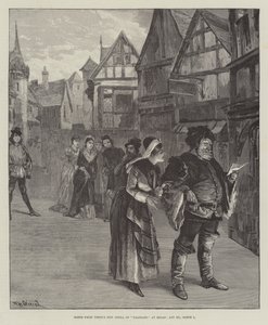 Escena de la nueva ópera de Verdi, Falstaff, en Milán, Acto III, Escena 1 de William Heysham Overend