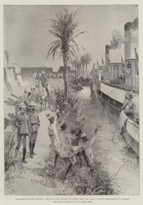 El avance hacia Dongola, llegada de los barcos cañoneros a Kosheh desde Wady Halfa, una demostración de bienvenida nativa de William Heysham Overend