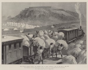 El Avance hacia Dongola, el Campamento Fortificado en Sarras, coronando una Colina en la Orilla del Nilo de William Heysham Overend