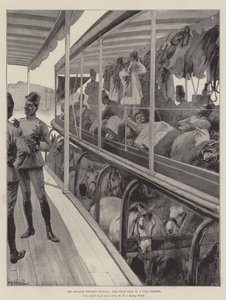 El avance hacia Dongola, la cubierta de tropas de un vapor del Nilo