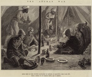 La guerra afgana, tienda de campaña del cuarto batallón de rifles en Basawul de William Heysham Overend