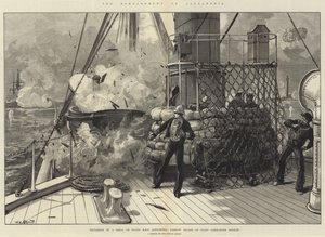 El Bombardeo de Alejandría, Explosión de un Proyectil a Bordo del HMS Alexandria, Escape Milagroso del Comandante de Estado Mayor Hosken