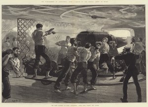 El bombardeo de Alejandría, la batería principal del HMS Alexandra (lado de babor) durante la acción