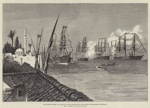 La flota británica en Larnaca, Chipre, saludando en el cumpleaños del Duque de Edimburgo