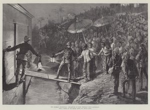 La expedición de Birmania, salida del Rey Theebaw de Mandalay de William Heysham Overend