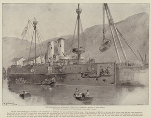 El Acorazado Chino Chen-Yuen en Reparaciones en Port Arthur