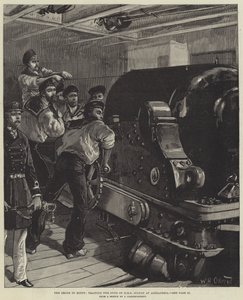 La crisis en Egipto, entrenando los cañones del HMS Sultan en Alejandría de William Heysham Overend