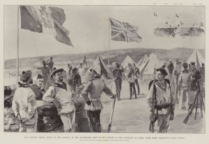 La crisis oriental, escena en el bastión del fuerte de tierra de las potencias en las afueras de Canea, con sus respectivas banderas ondeando