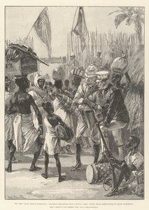 La expedición de socorro de Emin Pasha, la partida de Stanley del campamento de Yambuya, dando instrucciones finales al Mayor Barttelot