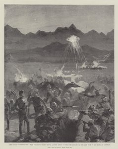 El levantamiento de la frontera india, con la fuerza de Sir Bindon Blood, un ataque nocturno al campamento en Nawagai, el último asalto de 4000 Ghazis al amanecer de William Heysham Overend
