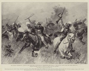 La insurrección de Matabili, carga de los Afrikanders en la batalla de la granja Colenbrander, 25 de abril, un toque de naturaleza hace que todo el mundo sea pariente; británicos y bóers uniéndose en defensa de sus esposas