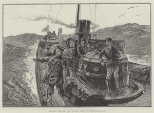 Las maniobras navales, el príncipe Jorge de Gales en su torpedero (No 79)