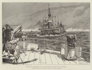 Las maniobras navales, la primera división rodeando los Longships
