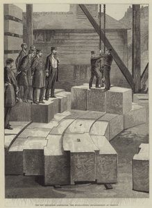 El nuevo faro de Eddystone, el establecimiento de corte de piedra en Oreston de William Heysham Overend