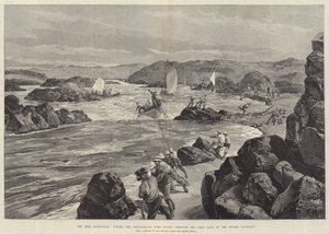 La Expedición del Nilo, remolcando los Botes Ballena con Tropas a través de la Primera Puerta de la Segunda Catarata