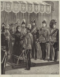La Reina en el Castillo de Windsor decorando a Oficiales y Soldados de la Expedición Egipcia de William Heysham Overend