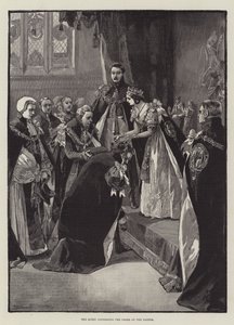 La Reina otorgando la Orden de la Jarretera