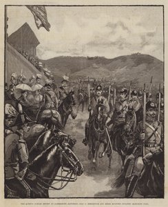 Revisión del Jubileo de la Reina en Aldershott, sábado 9 de julio, Infantería Montada de Brecknock y Berks desfilando de William Heysham Overend