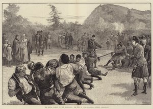 La familia real en las Tierras Altas, el tira y afloja - Balmoral contra Abergeldie de William Heysham Overend