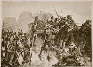 La guerra zulú: defendiendo un campamento contra un ataque zulú de William Heysham Overend