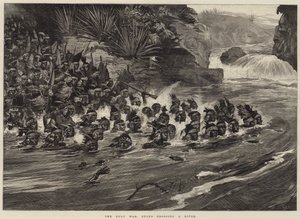 La guerra zulú, zulúes cruzando un río