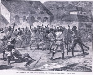El ataque a la casa de justicia, St Thomas en el Este, Jamaica