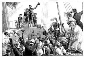 La reina saliendo de Kingstown, visita real a Irlanda, c1849, 1888 de William Heysham Overend