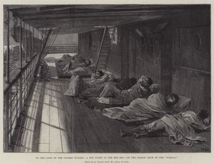 Hacia la tierra del pepita de oro, una noche calurosa en el Mar Rojo, en la cubierta del salón del Oceana de William Heysham Overend