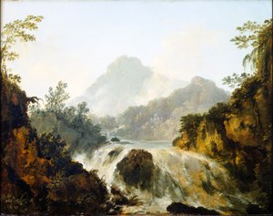 Una cascada en el valle de Tuaruru, Tahití de William Hodges