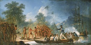 El desembarco en Tanna (Tana), una de las Nuevas Hébridas de William Hodges