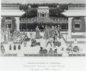 Vista del interior de un Zananah, grabado por William Skelton