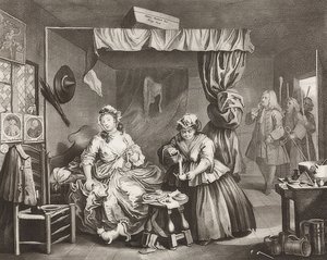El progreso de una ramera / Der Weg einer Dirne, Hoja 3: El arresto. 1732 de William Hogarth