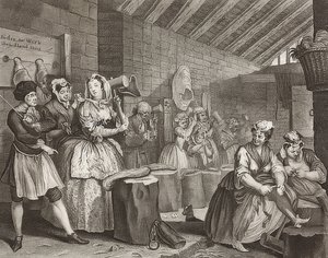 El progreso de una ramera, hoja 4: En la casa de corrección. 1732 de William Hogarth