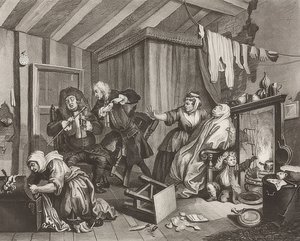 El progreso de una ramera / Der Weg einer Dirne. Hoja 5: La muerte de William Hogarth