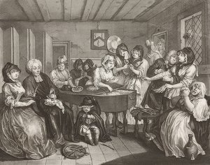 El progreso de una ramera. Lámina 6: El funeral. 1732 de William Hogarth