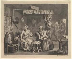 El progreso de una ramera, lámina 3, abril de 1732 de William Hogarth