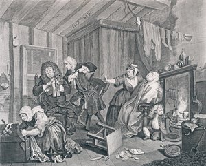 El progreso de una ramera, Placa Cinco: Expira mientras los doctores discuten, 1732