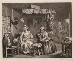 El progreso de una ramera, placa 3 de William Hogarth