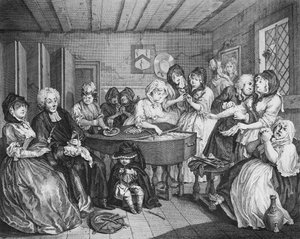 El progreso de una ramera, placa VI, El funeral de William Hogarth