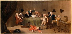 A Midnight Modern Conversation ... (óleo sobre lienzo) de William Hogarth