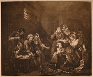 El Progreso de un Libertino - 7: Prisión de Fleet, 1733 de William Hogarth