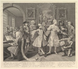 El progreso de un libertino, Placa 2 de William Hogarth