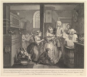 El progreso de un libertino, Placa 5 de William Hogarth