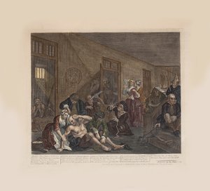 El Progreso de un Libertino, Lámina 8: En el Manicomio, ca 1735 de William Hogarth