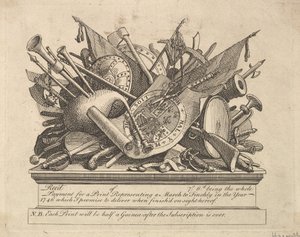 Un conjunto de armas, instrumentos musicales, etc., marzo de 1749-50 de William Hogarth