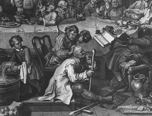 Un entretenimiento electoral, 1755 (detalle) de William Hogarth