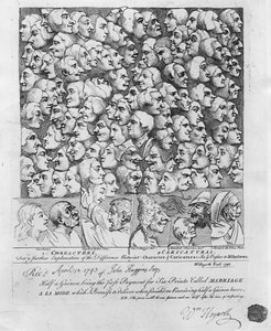 Personajes y caricaturas, publicado en abril de 1743 de William Hogarth