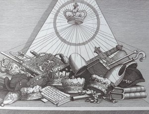 Corona, Mitras, Mazas, Etc de William Hogarth